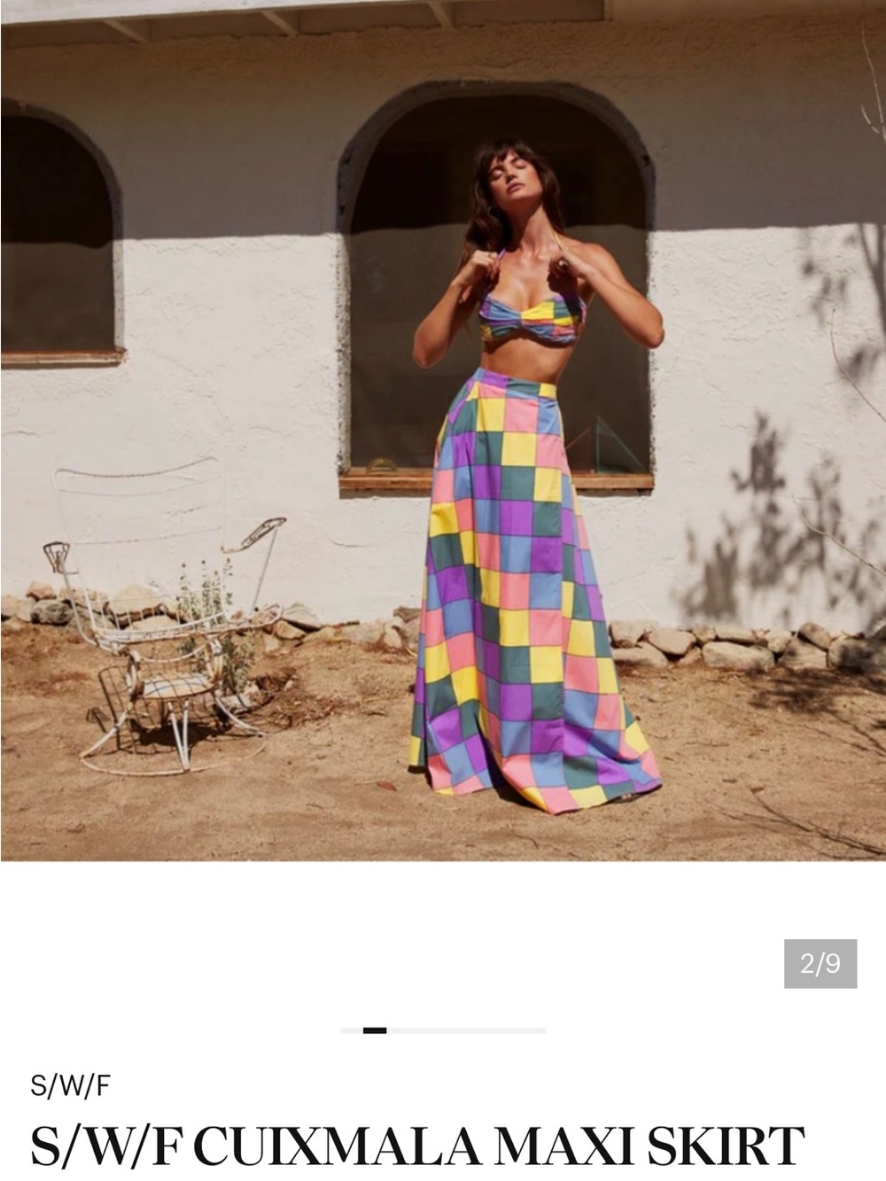 S/W/F Cuixmala Multicolor Check Maxi Skirt - set